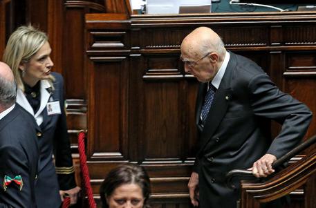 Giorgio Napolitano nell'Aula della Camera durante la seconda votazione © ANSA