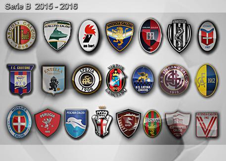 Elaborazione, loghi delle squadre della serie B stagione 2015-16 © ANSA