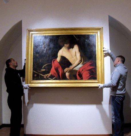 Il San Giovanni Battista di Caravaggio. E' stato prestato dalla Galleria Nazionale di Arte Antica in Palazzo Corsini a Roma © ANSA