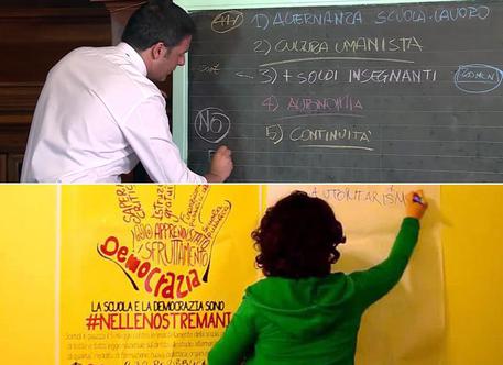 Due frame tratti dal video di Renzi e dal video-risposta degli studenti © ANSA