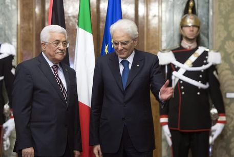 Italian President Sergio Mattarella with Palestinian President Mahmoud Abbas © EPA