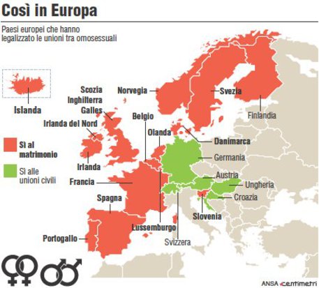 I Paesi che riconoscono all'estero le coppie gay  © Ansa