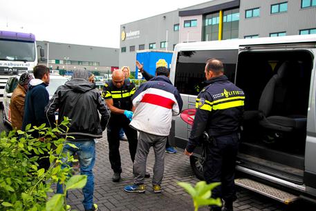 La polizia olandese arresta migranti illegali lo scorso 22 giugno © ANSA 