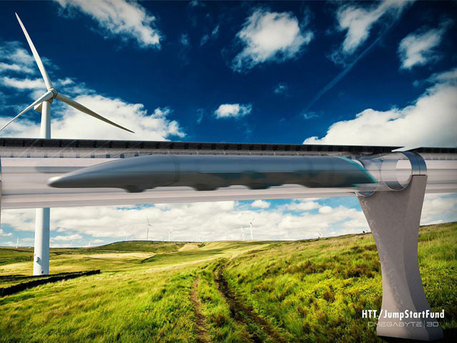 Progetto del treno del futuro Hyperloop (fonte: Hyperloop Transportation Technologies, HTT) © Ansa