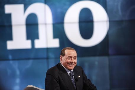 Silvio Berlusconi durante la registrazione della trasmissione Rai ''Porta a Porta' © ANSA