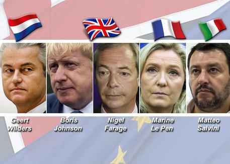 Geert Wilders, Boris Johnson, Nigel Farage, Marine Le Pen, Matteo Salvini © ANSA