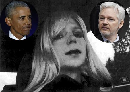 Nella combo Chelsea Manning (al centro), Obama (sx) e Assange (dx) © ANSA