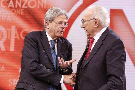 l presidente del Consiglio Paolo Gentiloni con Pippo Baudo © ANSA