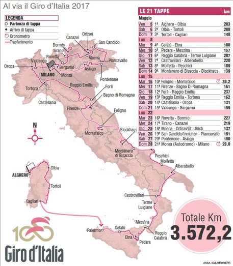 GRAFICA: Giro d'Italia © Ansa
