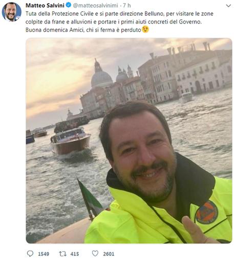 Salvini va in Veneto e posta una foto sorridente © ANSA