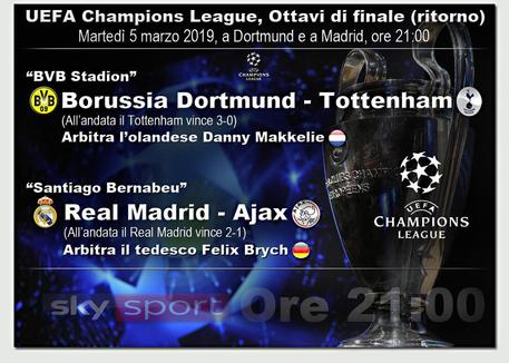 Champions, Borussia D.-Tottenham e Real M.-Ajax © ANSA