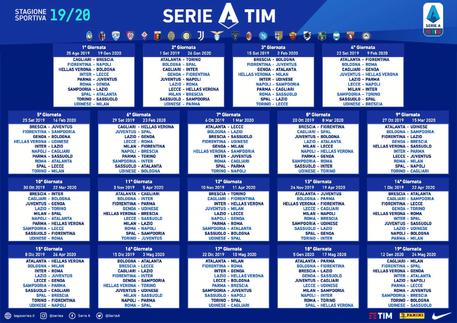 Il tabellone della stagione del campionato di calcio di Serie A 2019-2020 © ANSA