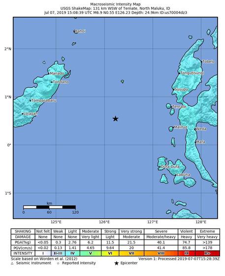 L'area interessata dal sisma in Indonesia © EPA