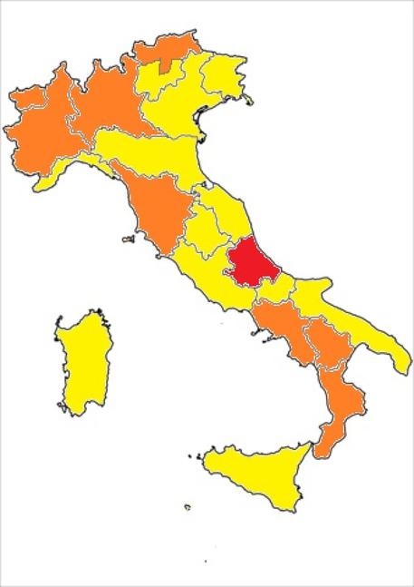 Abruzzo unica regione in zona rossa © ANSA