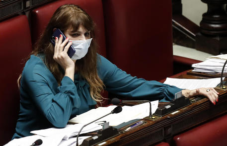 Una deputata in Aula con la mascherina © ANSA