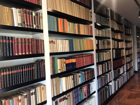 Gli scaffali della libreria con tutti i volumi accumulati dal nonno e dal padre di Luigi Contu © ANSA
