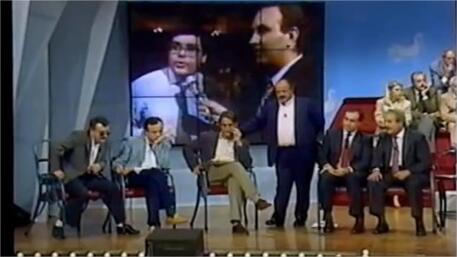 Nel settembre 1991 Michele Santoro e Maurizio Costanzo avevano organizzato una trasmissione su Libero Grassi, ucciso dalla mafia. Sul palco anche Falcone © ANSA