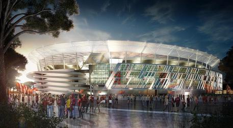 Un rendering del progetto dello stadio a Tor di Valle © ANSA