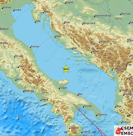 Terremoto: sciame sismico in Adriatico, la scossa più forte 5.6 © ANSA