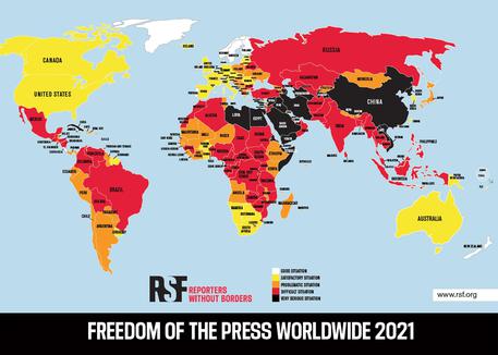 La cartina di Reporter Senza Frontiere © ANSA