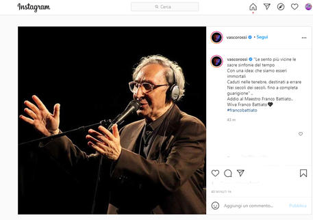 Un post tratto dal profilo Instagram di Vasco Rossi © ANSA