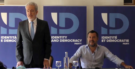 'In diretta da Cascais, il mio intervento al convegno del gruppo ID al Parlamento Europeo'. Cosi' il leader della Lega, Matteo Salvini, sul suo profilo Facebook, 30 maggio 2021 © ANSA