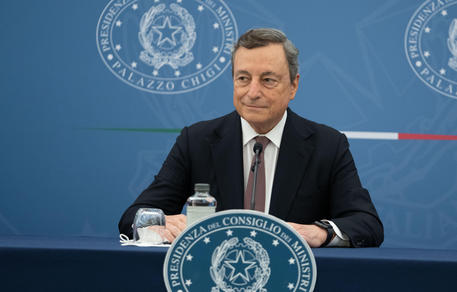 Mario Draghi durante la conferenza stampa a Palazzo Chigi la scorsa settimana © ANSA