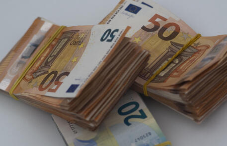 Alcune mazzette di banconote da 50 e 20 euro © ANSA