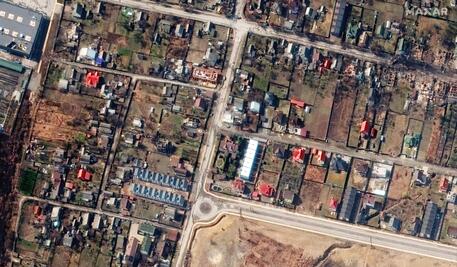 Satellite imagery of bodies of alleged civilians in the streets in Bucha, Ukraine © EPA
