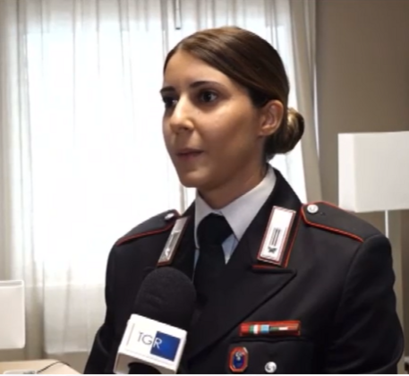 La carabiniera Sonia Cannistraci (un fermo immagine dal Tg3) © Ansa