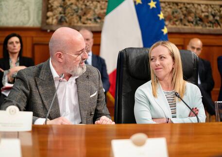 La premier Meloni con il governatore dell'Emilia-Romagna Bonaccini © ANSA