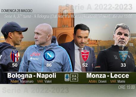 Serie A, Bologna-Napoli e Monza-Lecce (elaborazione) © ANSA