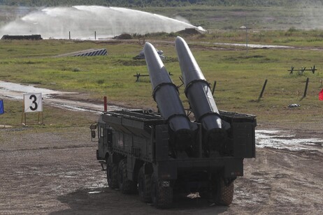 A Russian Iskander-M mobile short-range ballistic missile