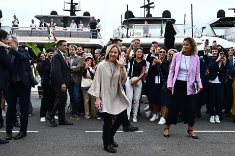 Premier Meloni arrivata al Salone nautico di Genova