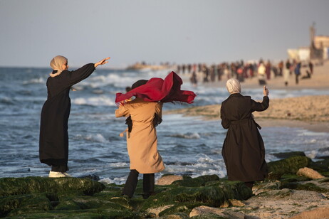 Palestinians at the beach in Rafah, southern Gaza