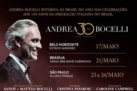 Bocelli vem ao Brasil para turnê