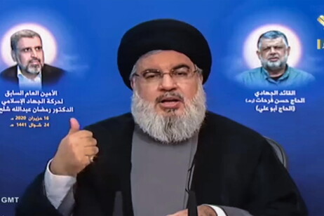 El líder de Hezbolá, Sayyed Hassan Nasrallah, durante un discurso en Beirut.