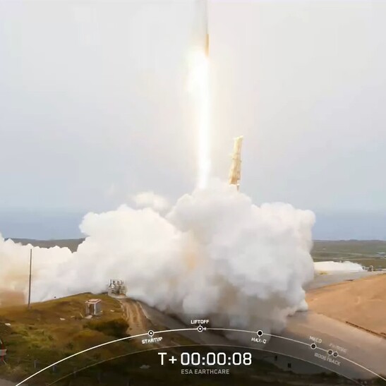 Il lancio del satellite EartCare dalla base di Vandenberg (fonte: ESA TV)