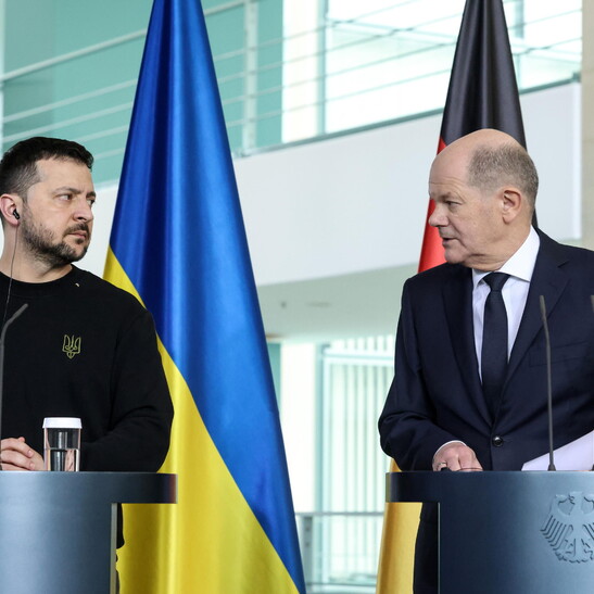 Zelensky e Scholz durante una visita del presidente ucraino a Berlino.