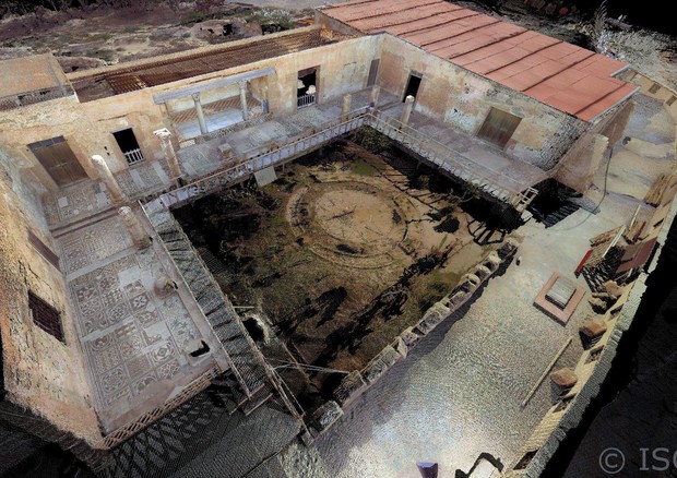 Rilievo laser scanner della Villa romana di Silin, particolare del peristilio