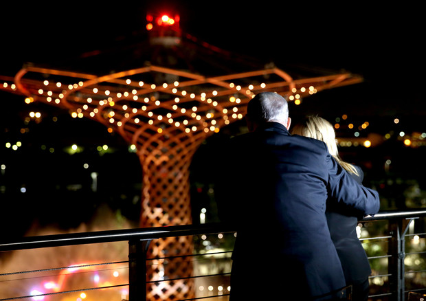 Netanyahu e signora a Expo © Ansa