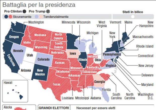 Usa 2016, la mappa del voto GRAFICA (foto: Ansa)