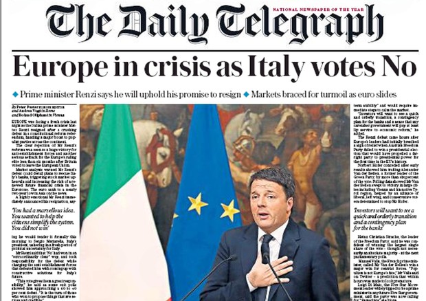 Addio Renzi su media mondo, 'Italia torna incognita' © ANSA