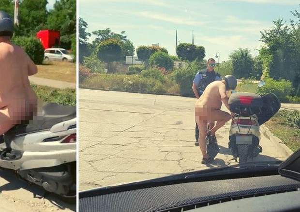 in Germania polizia ferma motociclista nudo in scooter © Twitter