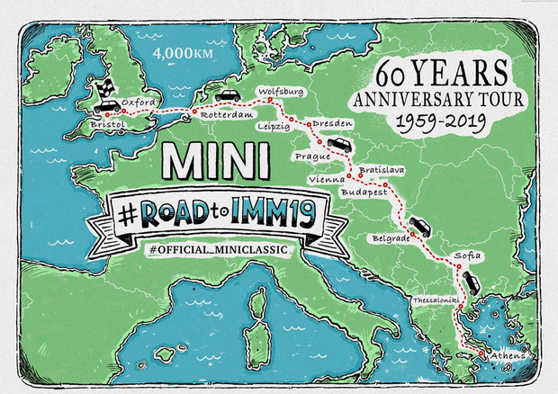 60 anni Mini, partito da Atene #ROADtoIMM19 verso Bristol © IMM2019