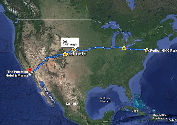 Record fuorilegge da New York a Los Angeles in 26 ore 38 min © Google Maps/ANSA