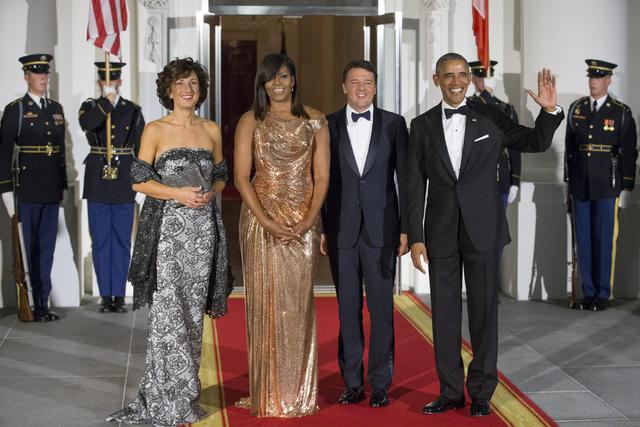 Agnese Landini, , Michelle Obama, Matteo Renzi e Barack Obama © Ansa