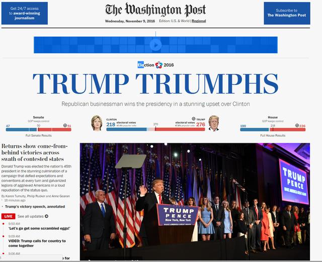 La homepage del Washington Post