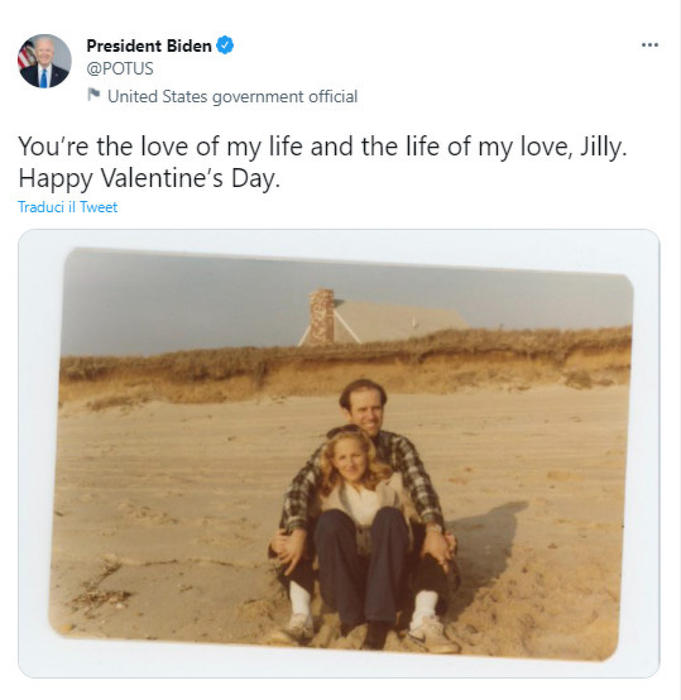 Usa: la dedica di Biden a Jill, sei l'amore della mia vita