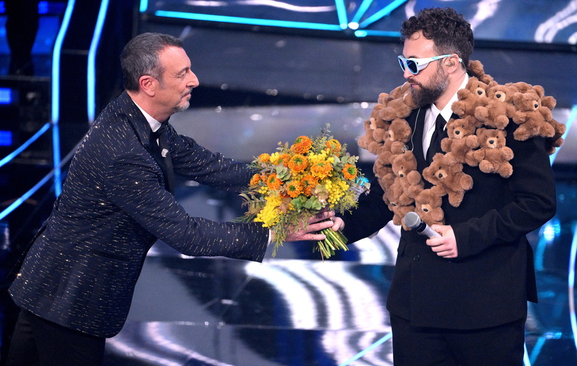 Amadeus and Dargen D 'Amico at Sanremo Song Festival 's opening night - ALL RIGHTS RESERVED